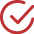 Red tick inside circular outline